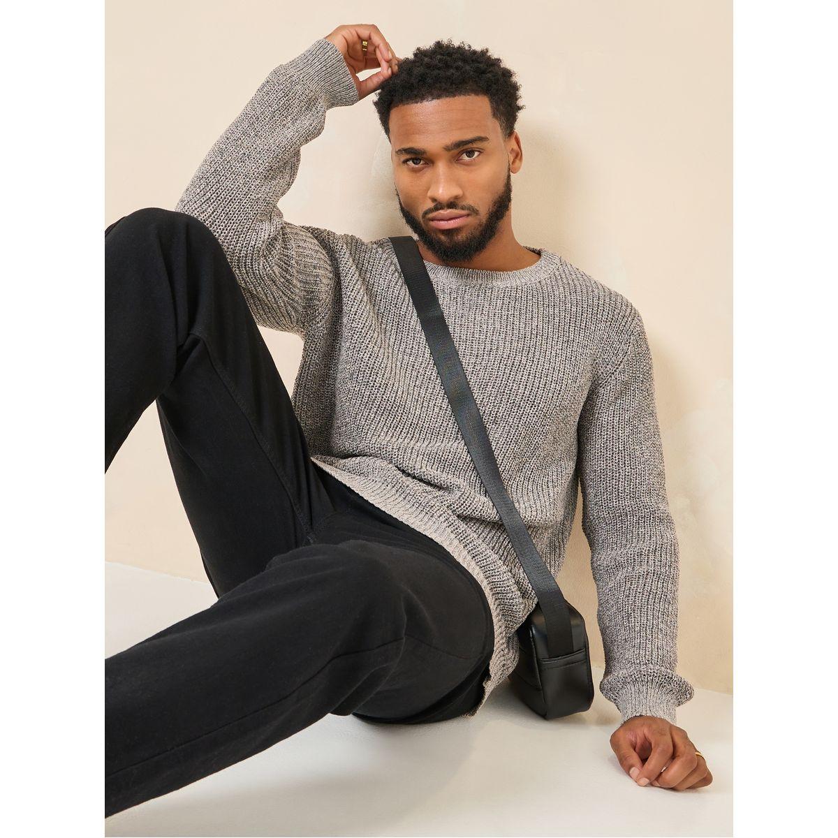 Styli Melange Yarn Crew Regular Fit Jumper-men-clothing-sweatersandpullovers-image-1