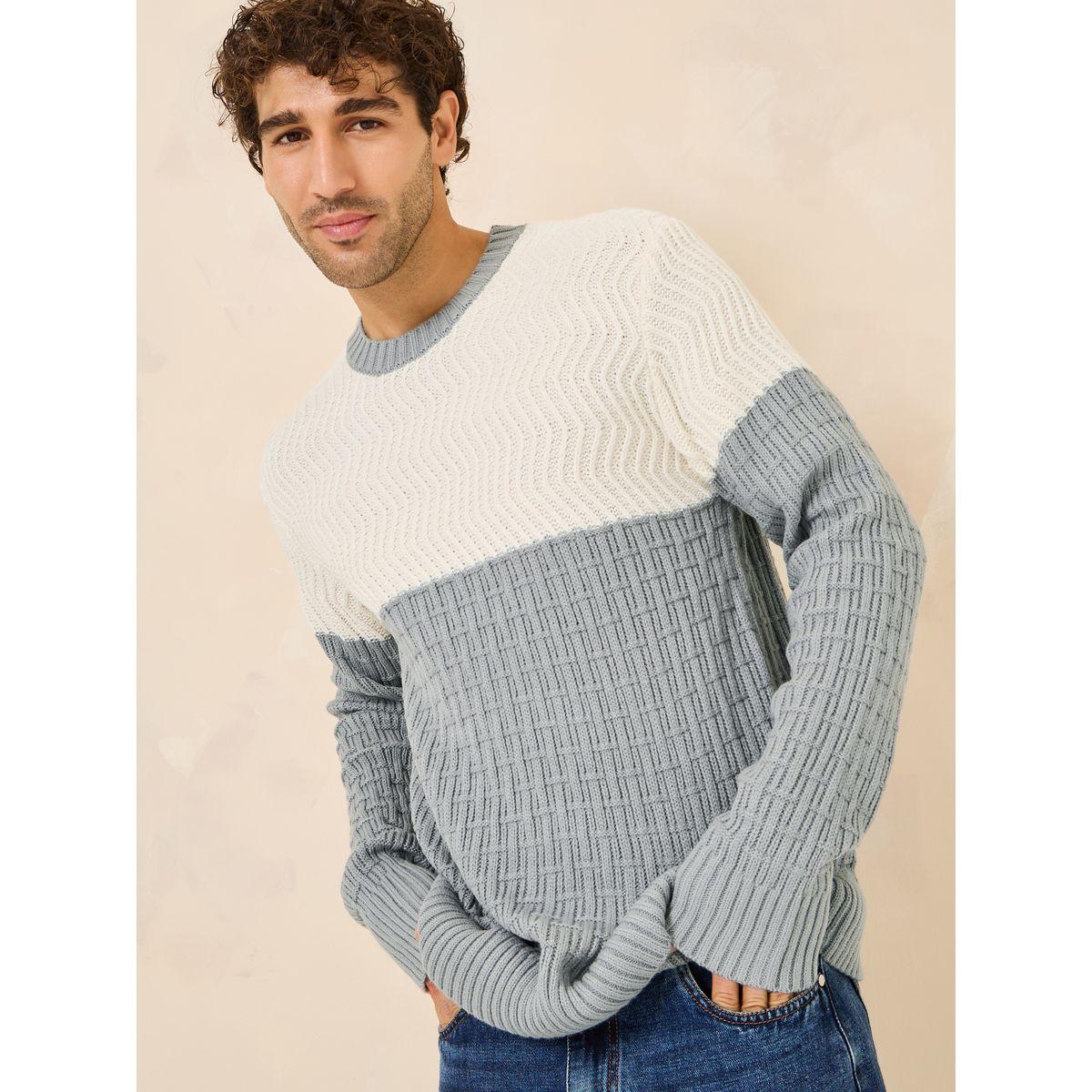 Styli Cable Knit Relaxed Fit Color Block Jumper-men-clothing-sweatersandpullovers-image-1