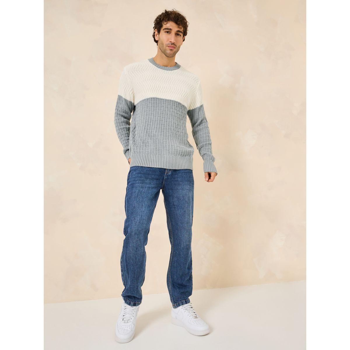 Styli Cable Knit Relaxed Fit Color Block Jumper-men-clothing-sweatersandpullovers-image-2