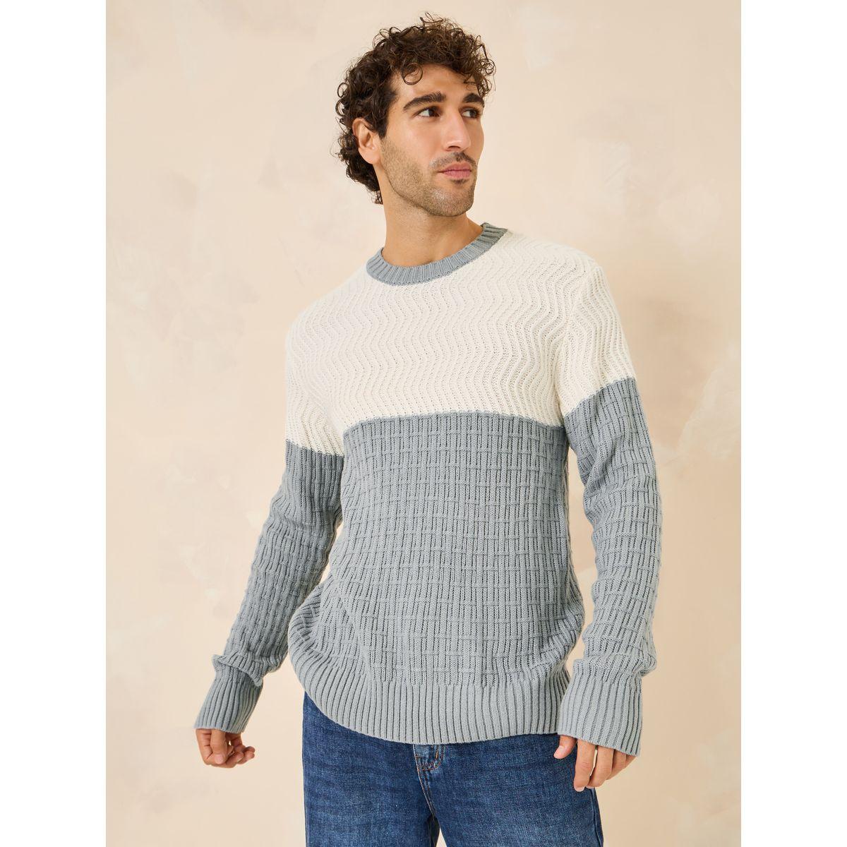 Styli Cable Knit Relaxed Fit Color Block Jumper-men-clothing-sweatersandpullovers-image-3