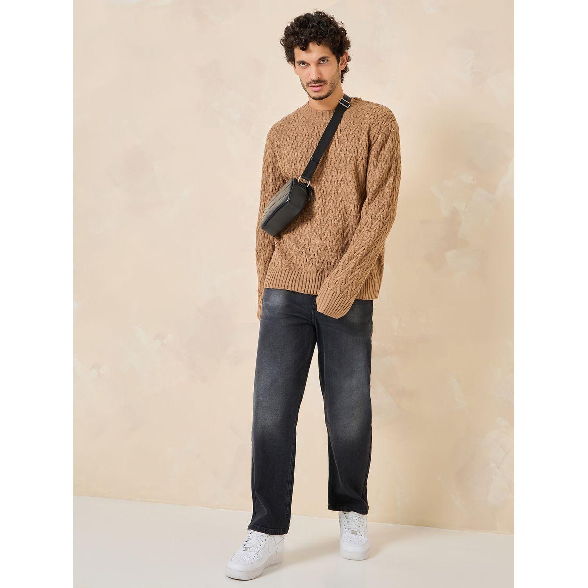 Styli Cable Knit Relaxed Fit Crew Neck Jumper-men-clothing-sweatersandpullovers-image-2