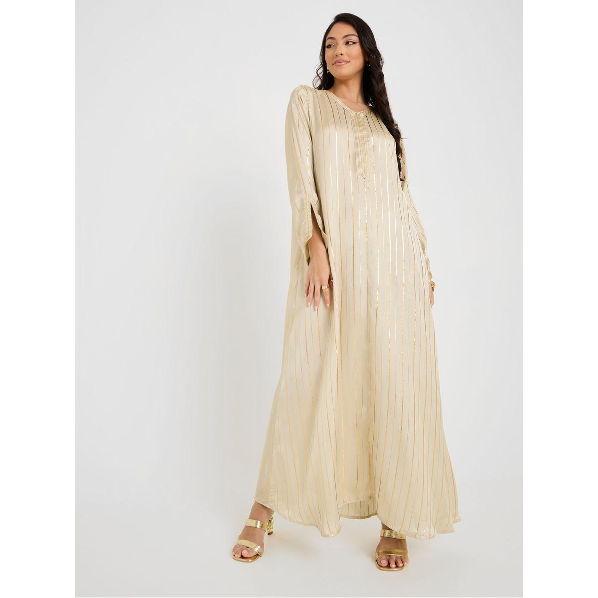 Stripe Lace Detail Jalabiya-women-arabicclothing-jalabiyas-image-4