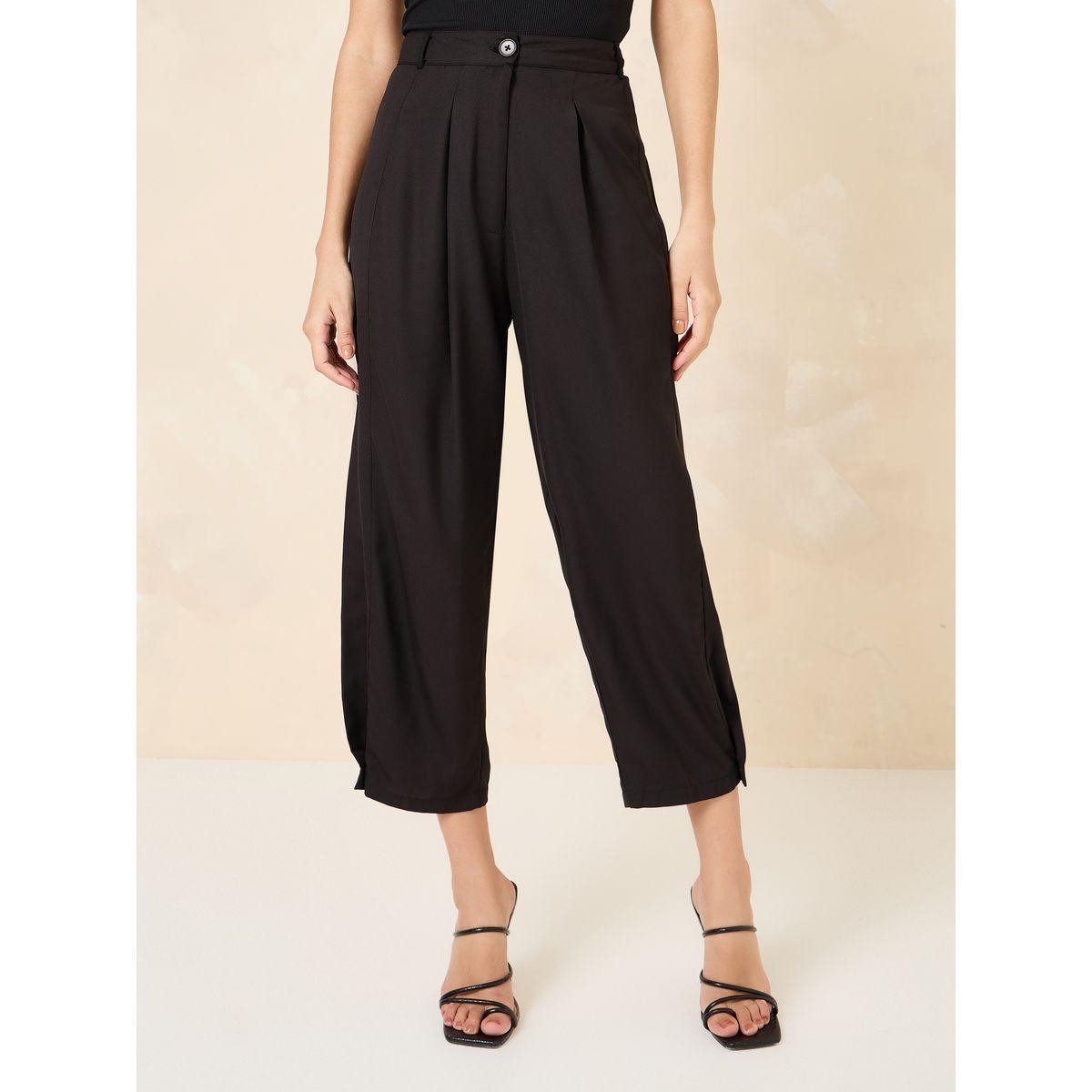 Styli Solid Carrot Fit Cropped Trouser-women-clothing-bottoms-trousers-image-1