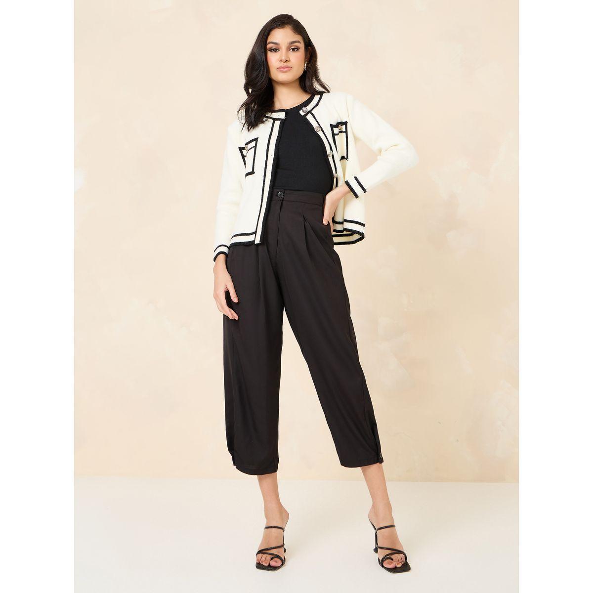 Styli Solid Carrot Fit Cropped Trouser-women-clothing-bottoms-trousers-image-2