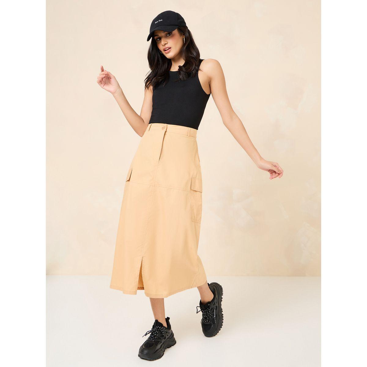 Styli Cargo Midi Skirt with Front Split-women-clothing-bottoms-skirts-image-1