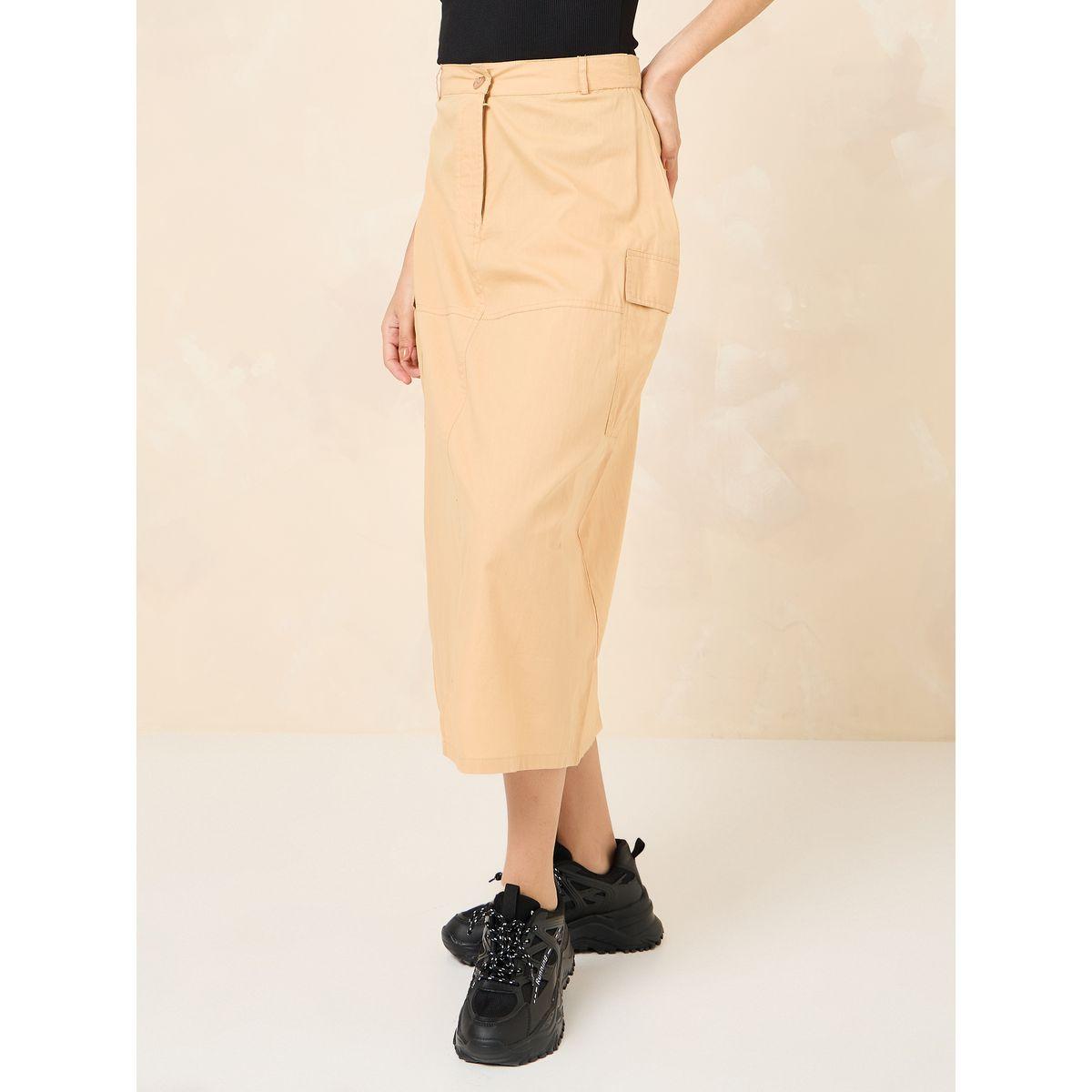 تنورة ميدي بنمط كارجو وشق امامي-women-clothing-bottoms-skirts-image-2