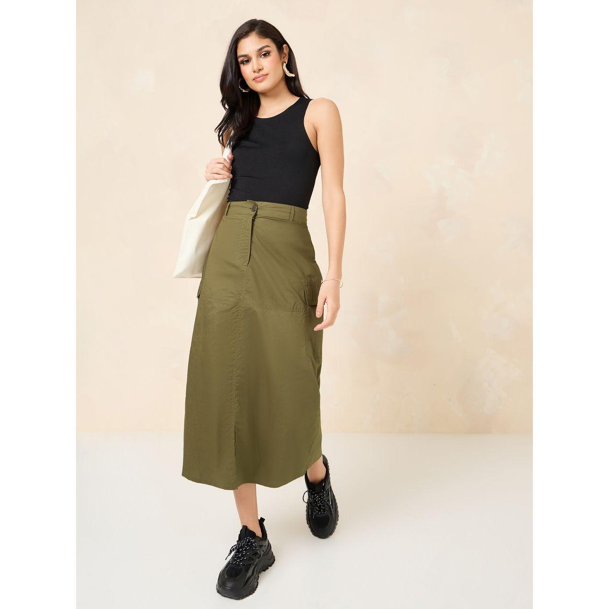 تنورة ميدي بنمط كارجو وشق امامي-women-clothing-bottoms-skirts-image-1