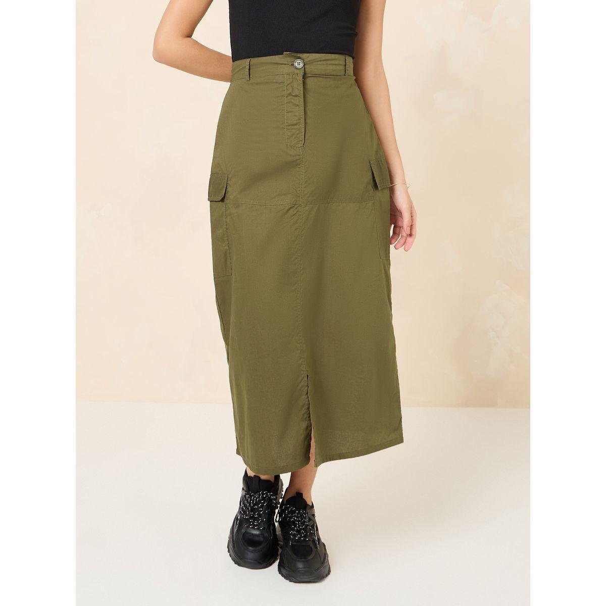 Styli Cargo Midi Skirt with Front Split-women-clothing-bottoms-skirts-image-2