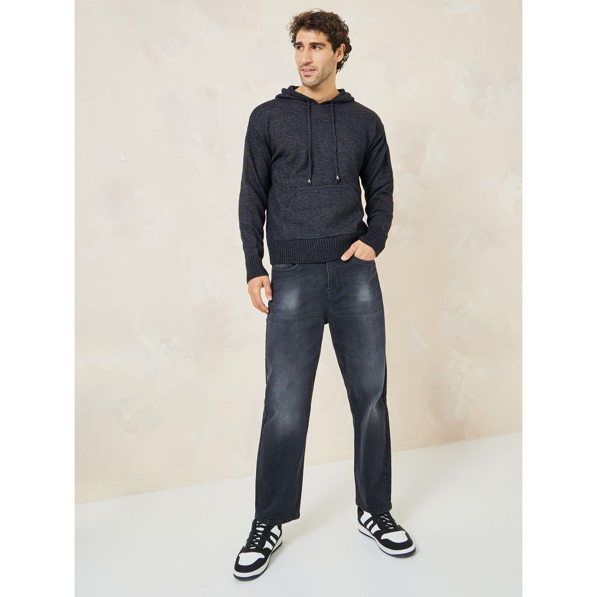 Styli Hooded Melange Knit Drop Shoulder Sweater-men-clothing-sweatersandpullovers-image-2