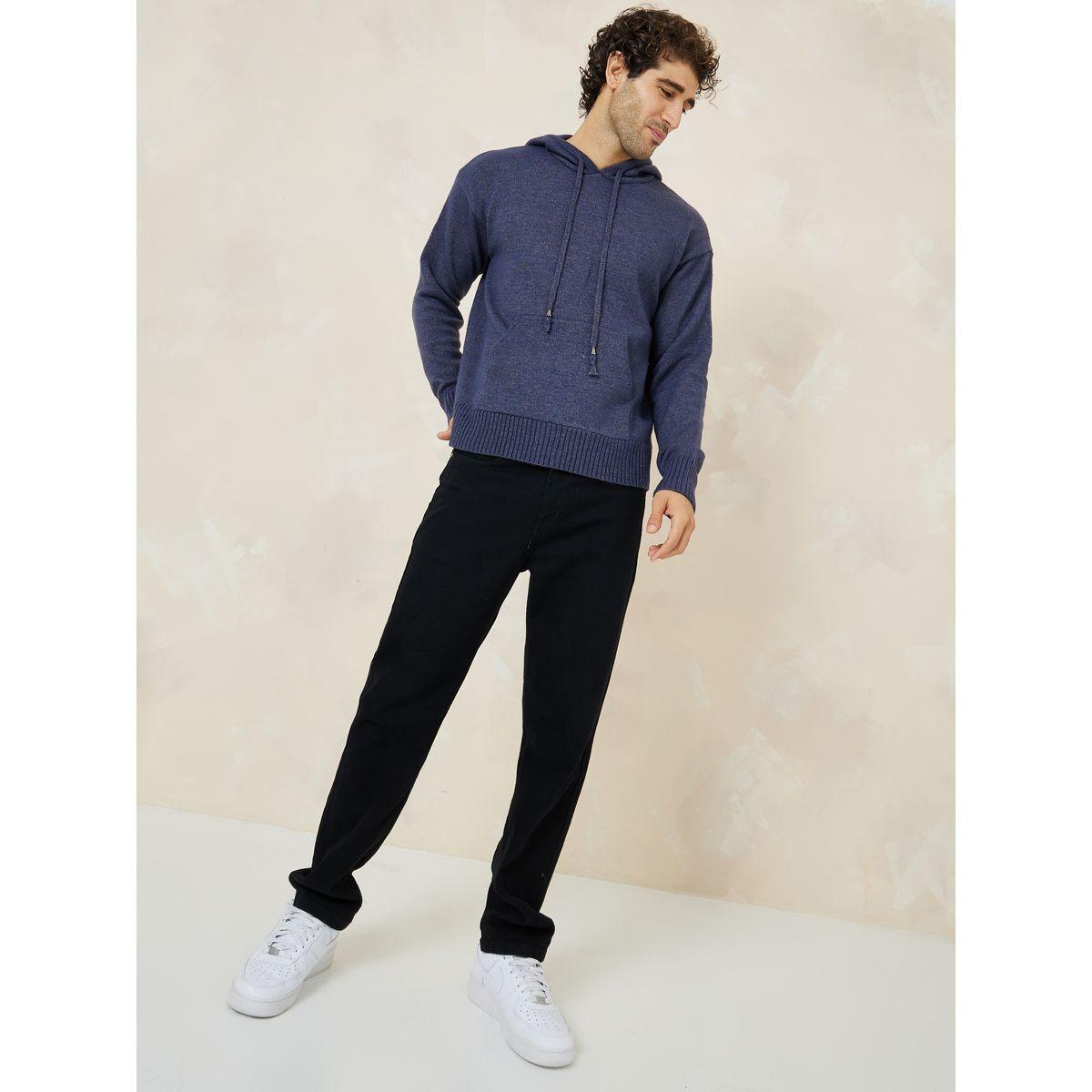 Styli Hooded Melange Knit Drop Shoulder Sweater-men-clothing-sweatersandpullovers-image-2