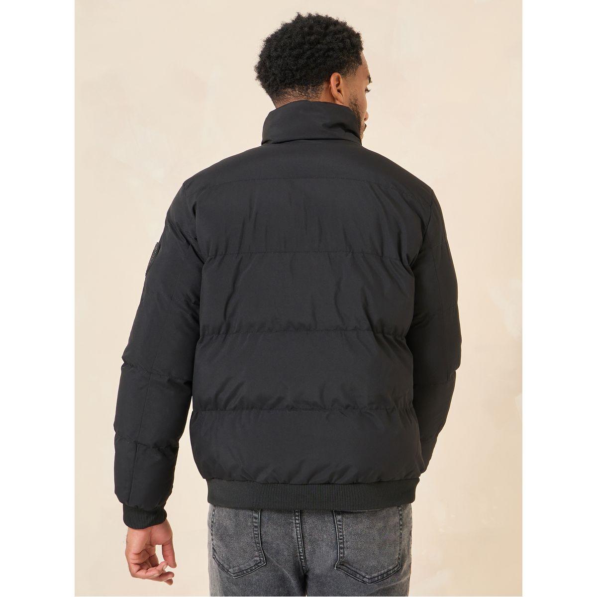 Styli High Neck Padded Puffer Jacket With Badge Detail-men-clothing-jacketsandblazers-jackets-image-4