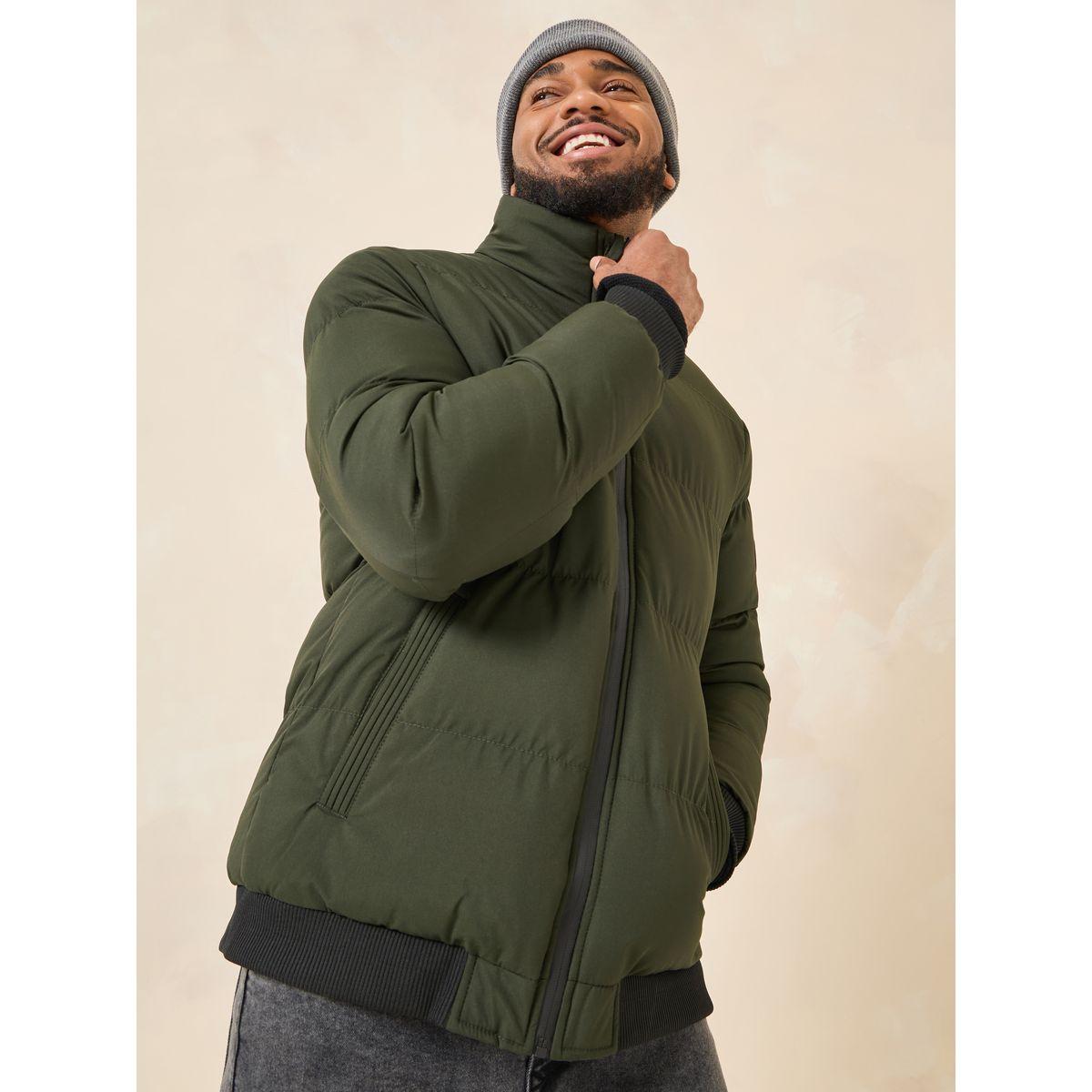 Styli High Neck Padded Puffer Jacket With Badge Detail-men-clothing-jacketsandblazers-jackets-image-3