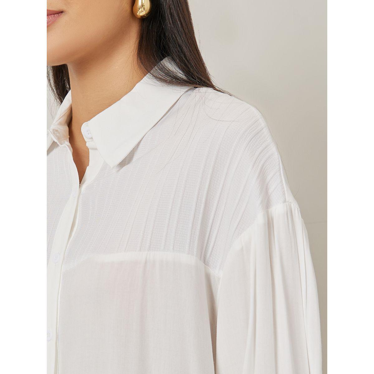 Styli Longline Collared Pintuck Detail Shirt-women-clothing-shirtsandblouses-shirts-image-4