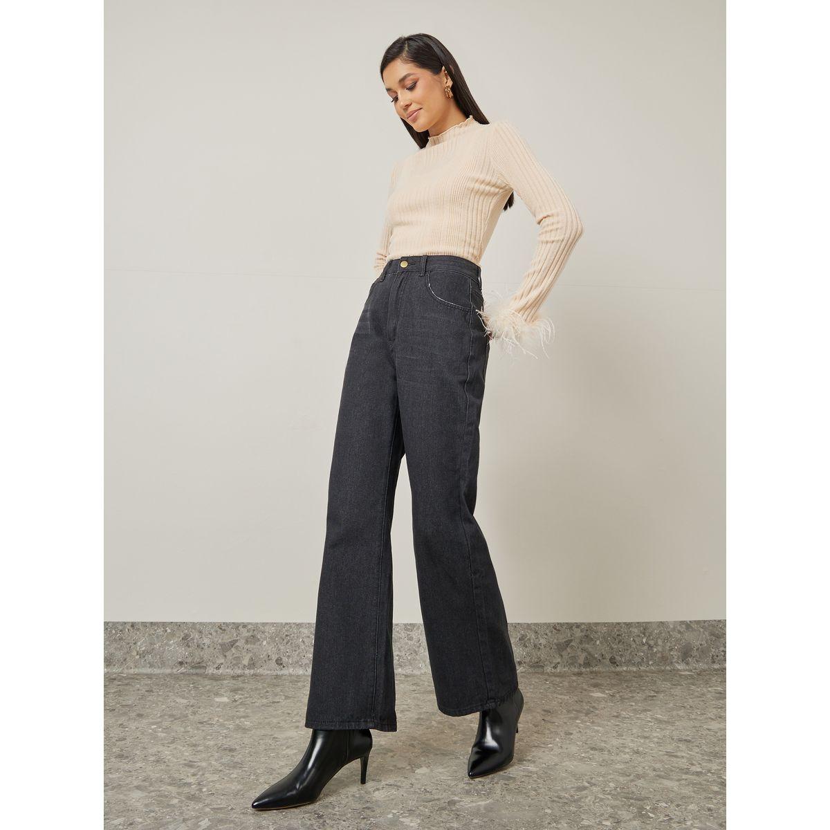 Styli Faux Fur Trim High Neck Fitted Knit Top-women-clothing-shirtsandblouses-blouses-image-2