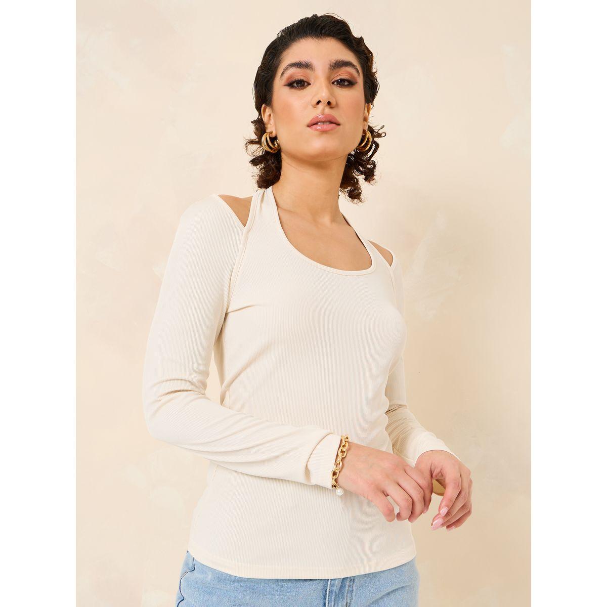 Styli Halter Neck Long Sleeve Ribbed Fitted Top-women-clothing-shirtsandblouses-blouses-image-3