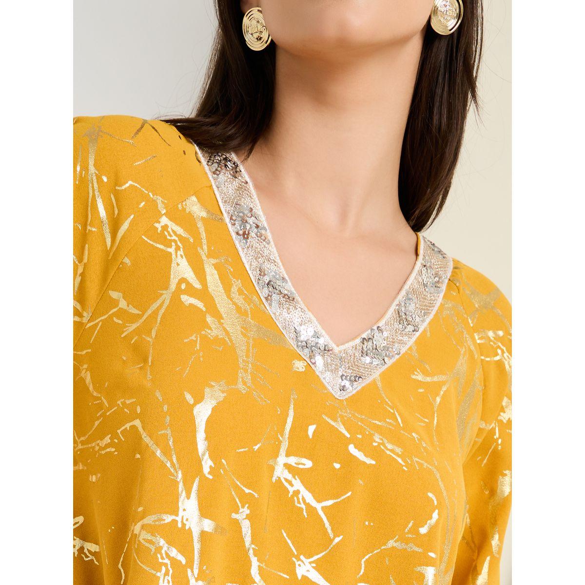 قفطان بطبعة فويل ومزين بالترتر-women-arabicclothing-kaftan-image-3