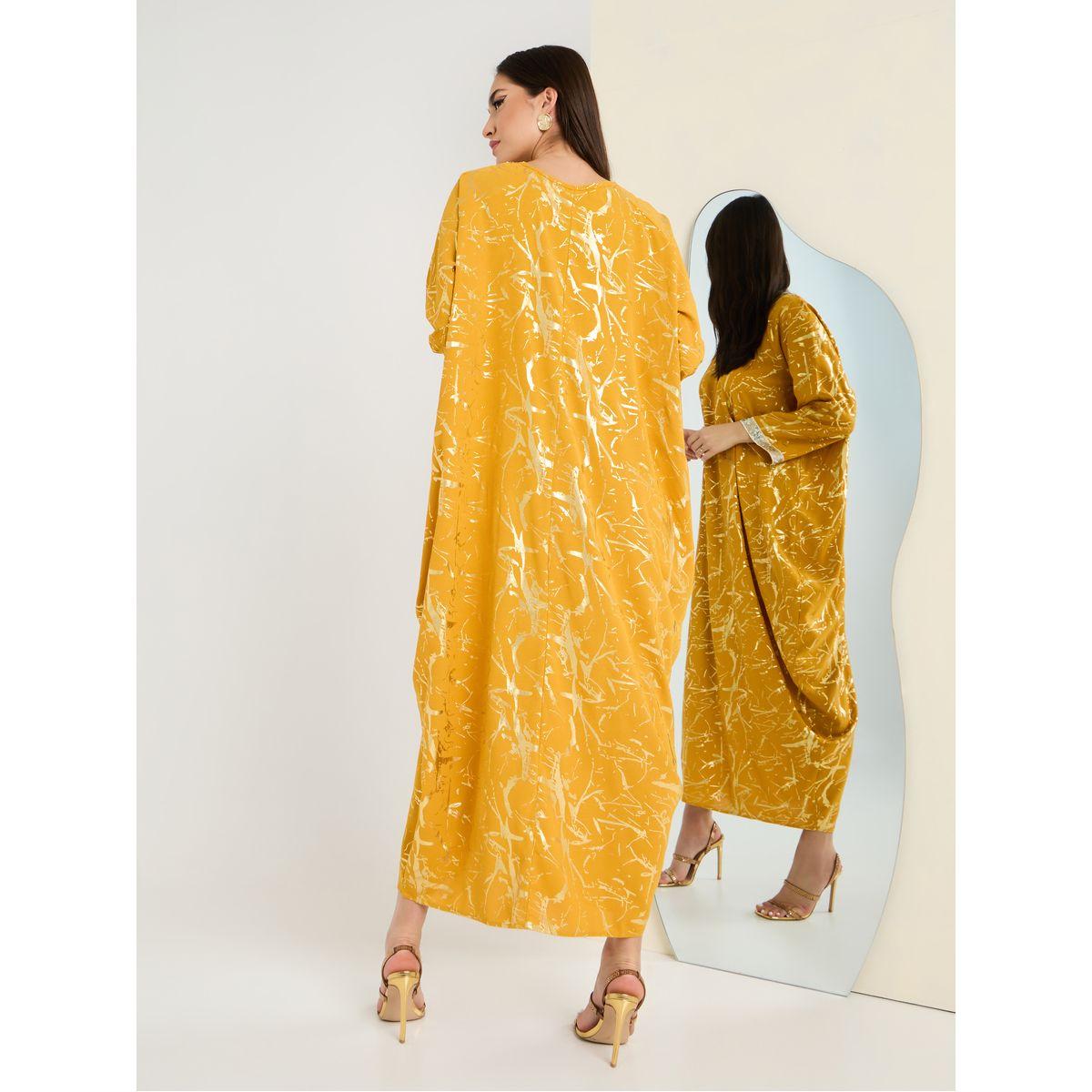 قفطان بطبعة فويل ومزين بالترتر-women-arabicclothing-kaftan-image-4
