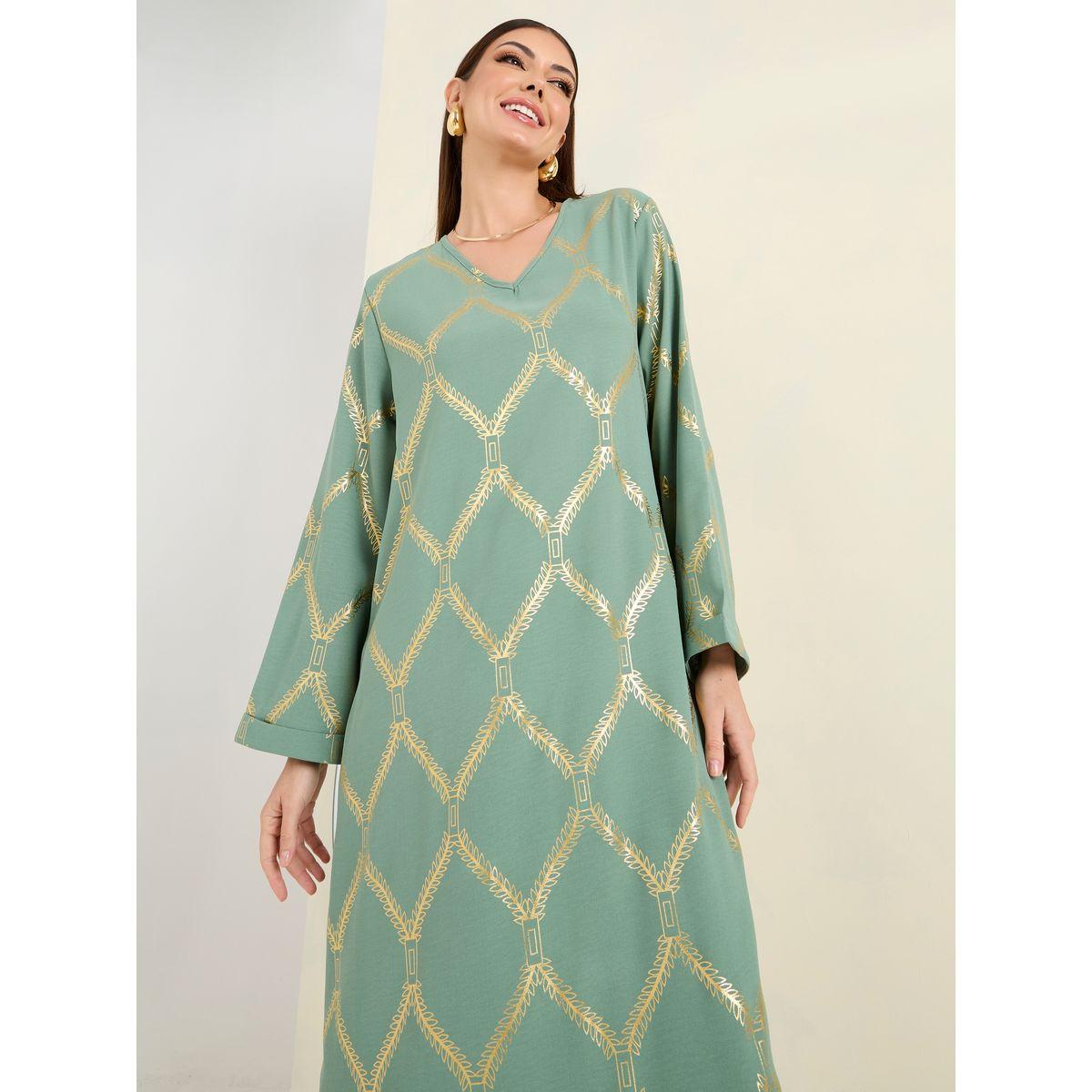 جلابية مطبعة بطبعة فويل-women-arabicclothing-jalabiyas-image-2