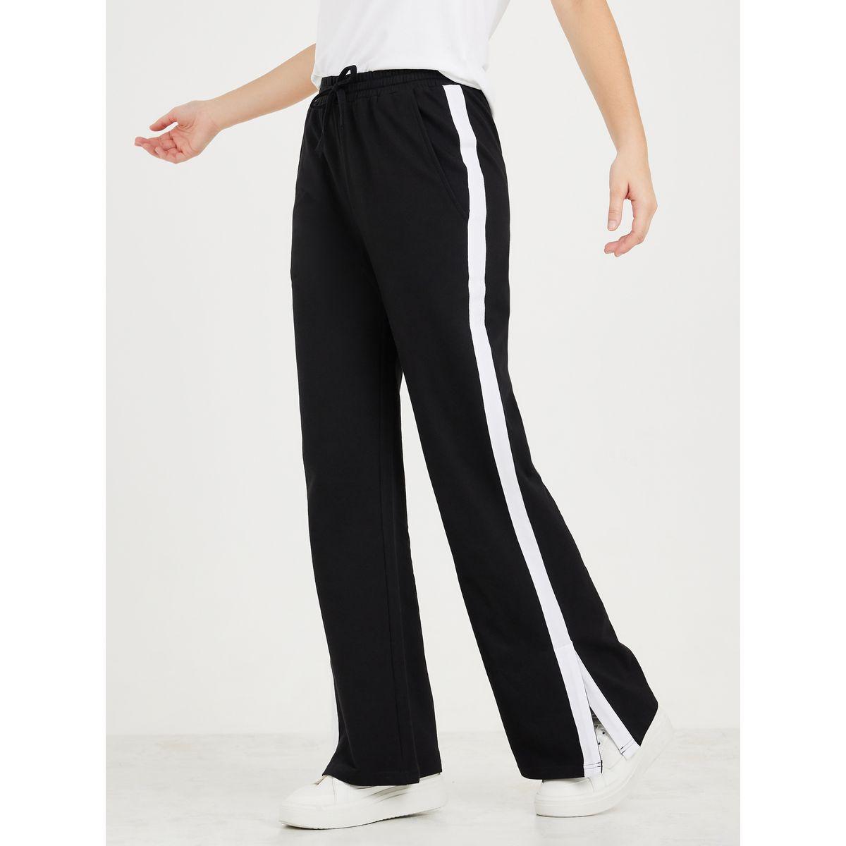 Styli Contrast Side Panel Pants with Slit Hem-women-clothing-bottoms-trousers-image-1