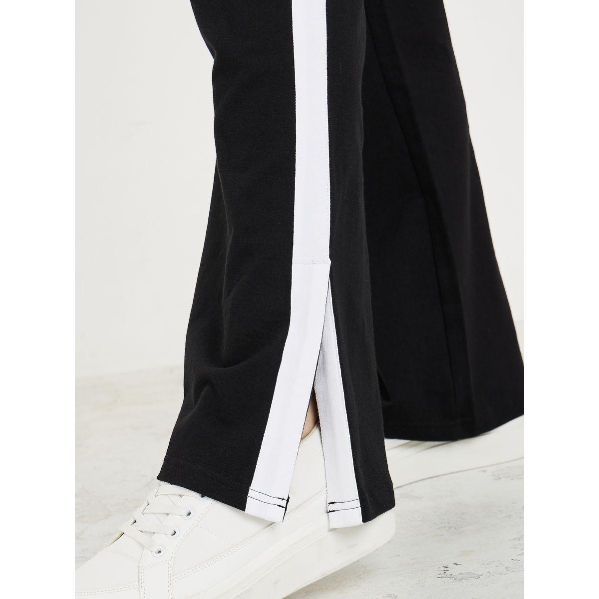 Styli Contrast Side Panel Pants with Slit Hem-women-clothing-bottoms-trousers-image-4