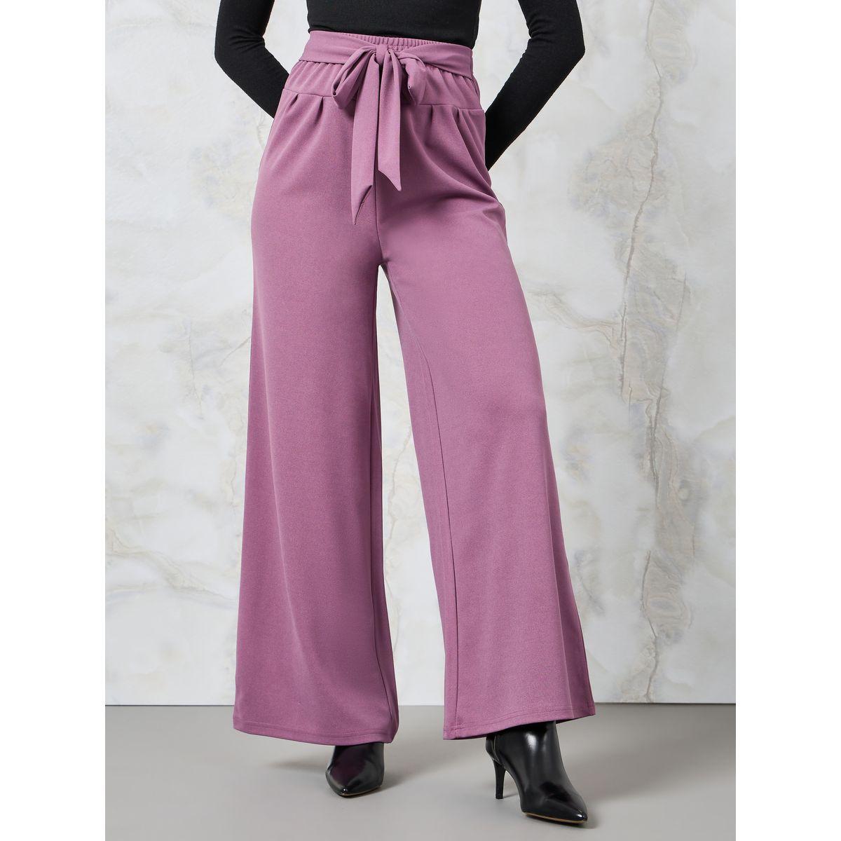 Styli Wide Leg Pants with Self Fabric Belt-women-clothing-bottoms-trousers-image-1