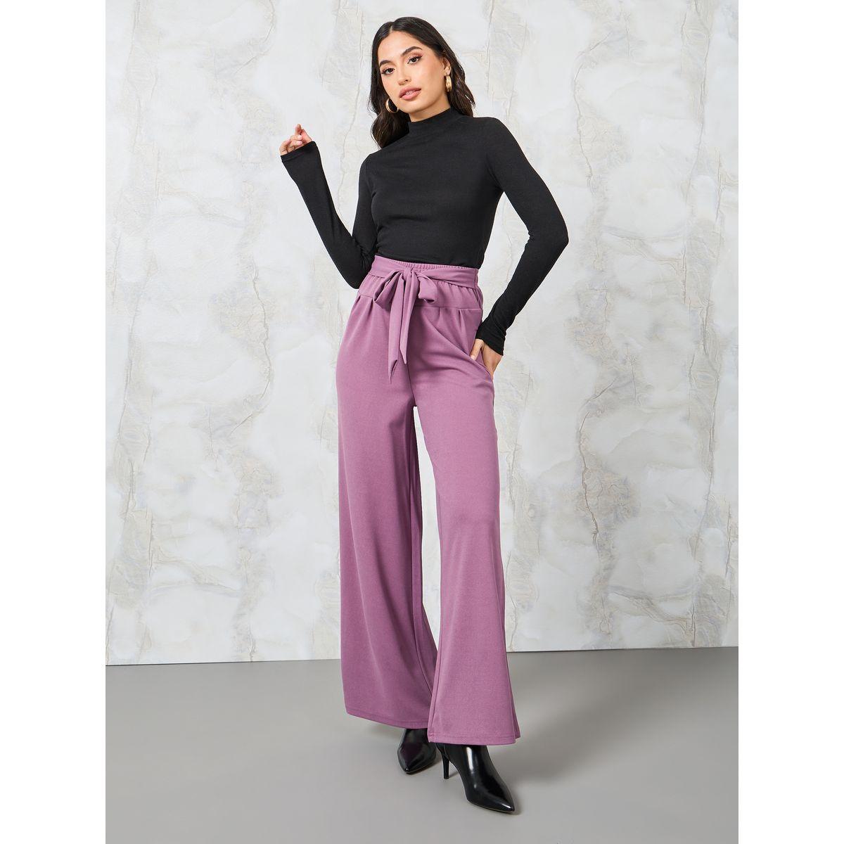 Styli Wide Leg Pants with Self Fabric Belt-women-clothing-bottoms-trousers-image-2