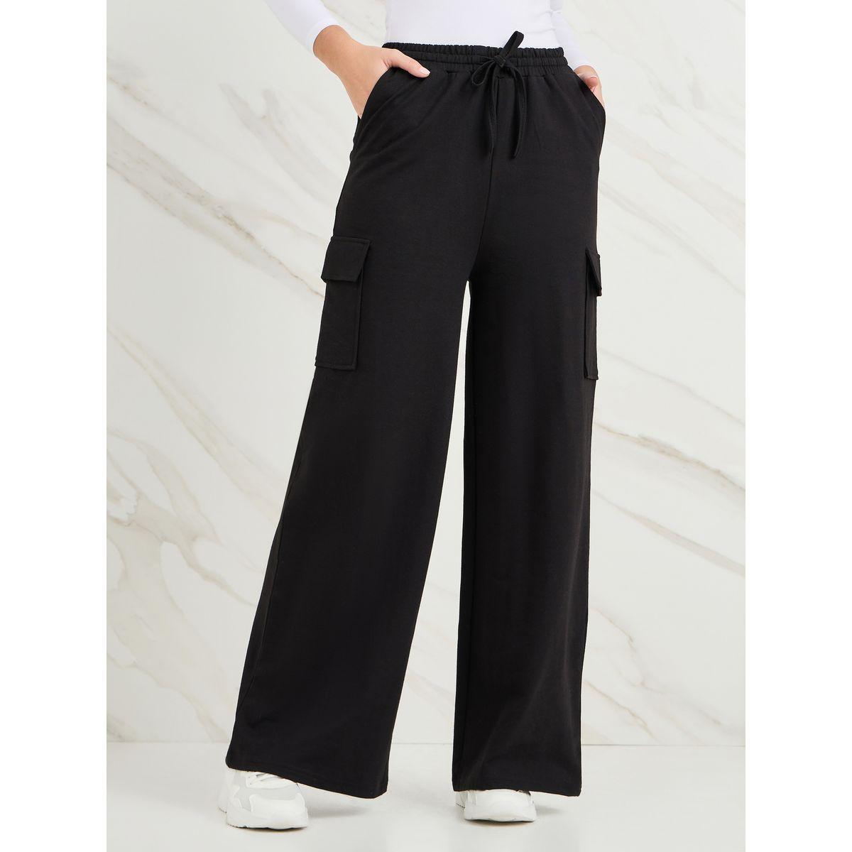 Styli Wide Leg Pants with Cargo Pockets-women-clothing-bottoms-trousers-image-1