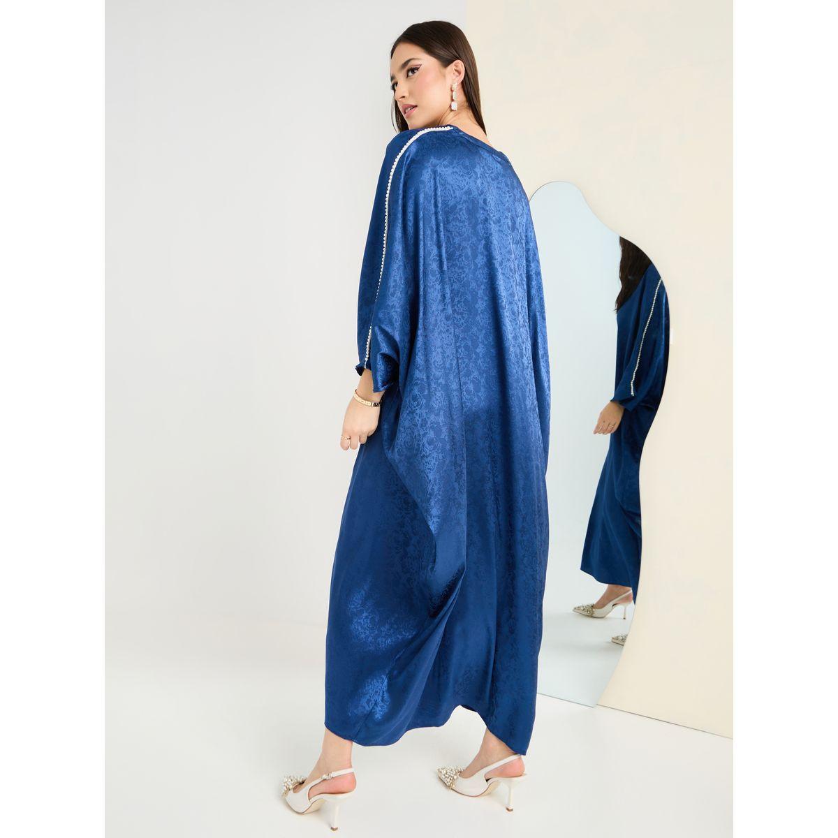 Styli Embellished Satin Jacquard Kaftan-women-arabicclothing-kaftan-image-4