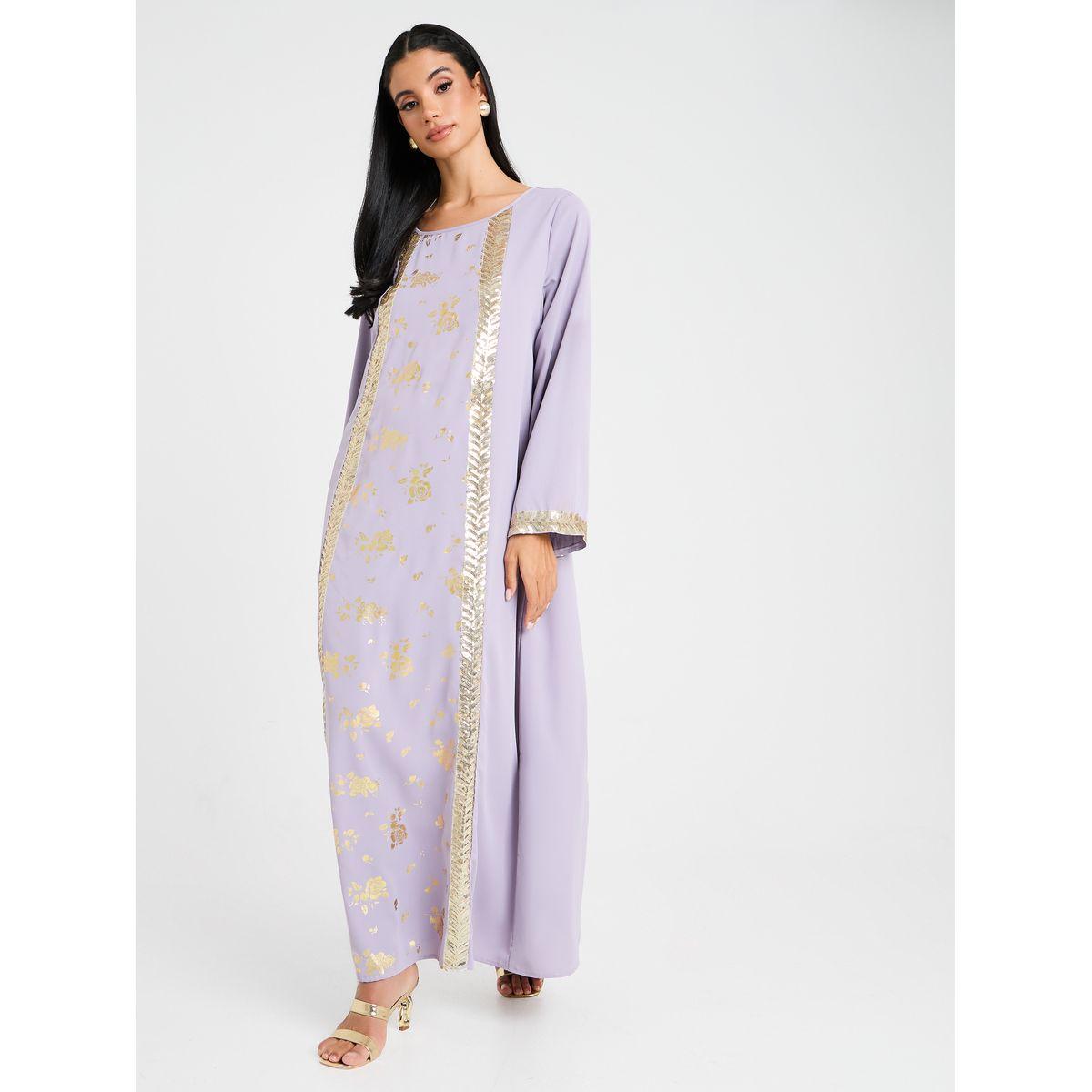 جلابية بطبعة فويل ومزينة بالترتر-women-arabicclothing-jalabiyas-image-1