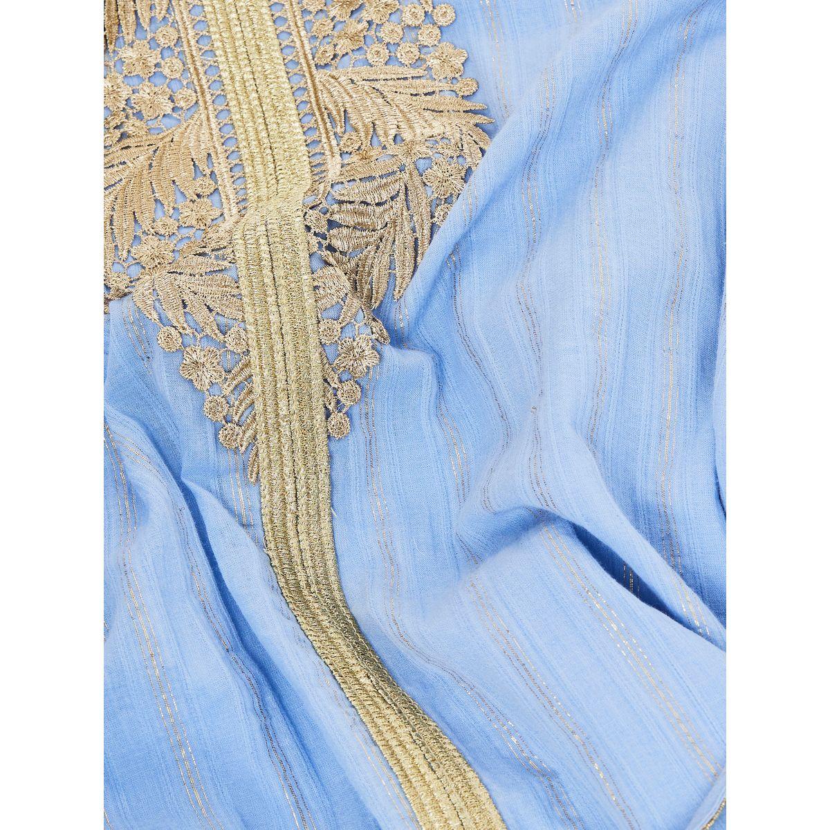 Styli Gold Lurex Kaftan with Lace Patch-women-arabicclothing-kaftan-image-6