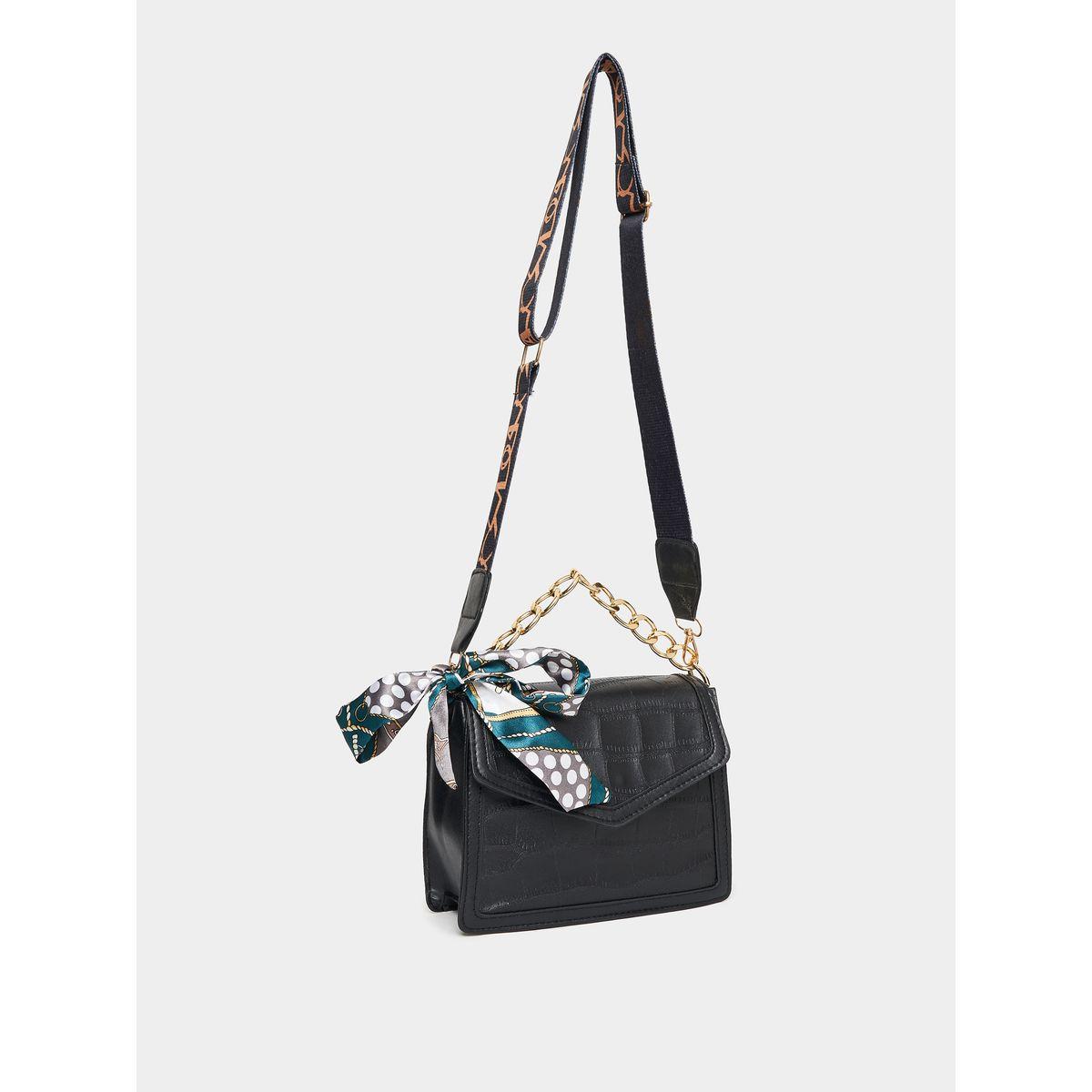 Styli Snake Print Flap Over Crossbody Bag With Scarf-women-bagsandwallets-handbags-image-1
