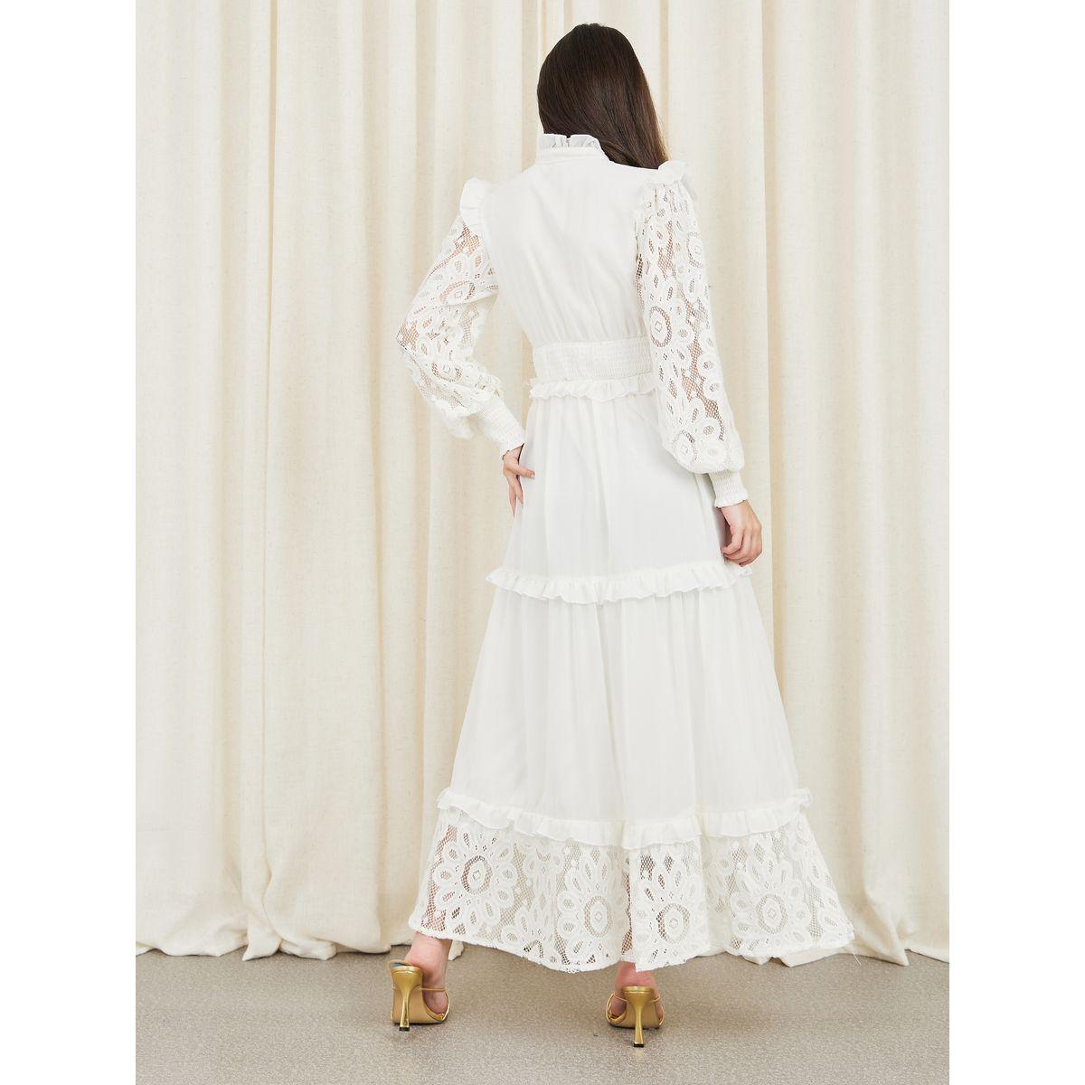 Styli Lace Smocked Ruffle Detail Maxi Dress-women-clothing-dresses-image-4