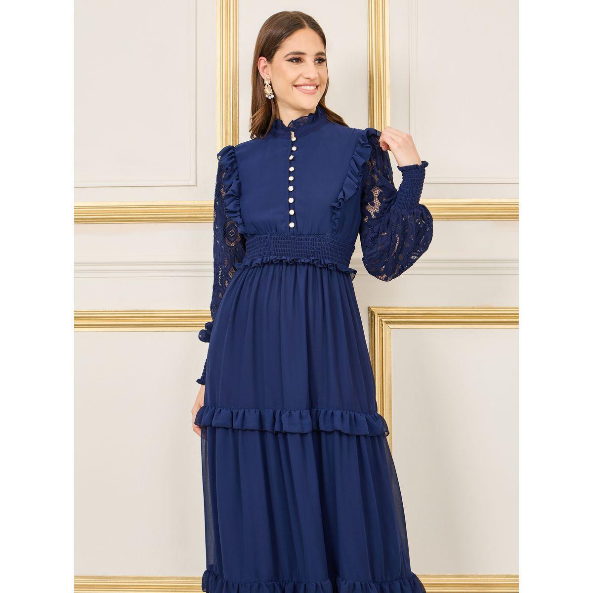 Styli Lace Smocked Ruffle Detail Maxi Dress-women-clothing-dresses-image-2