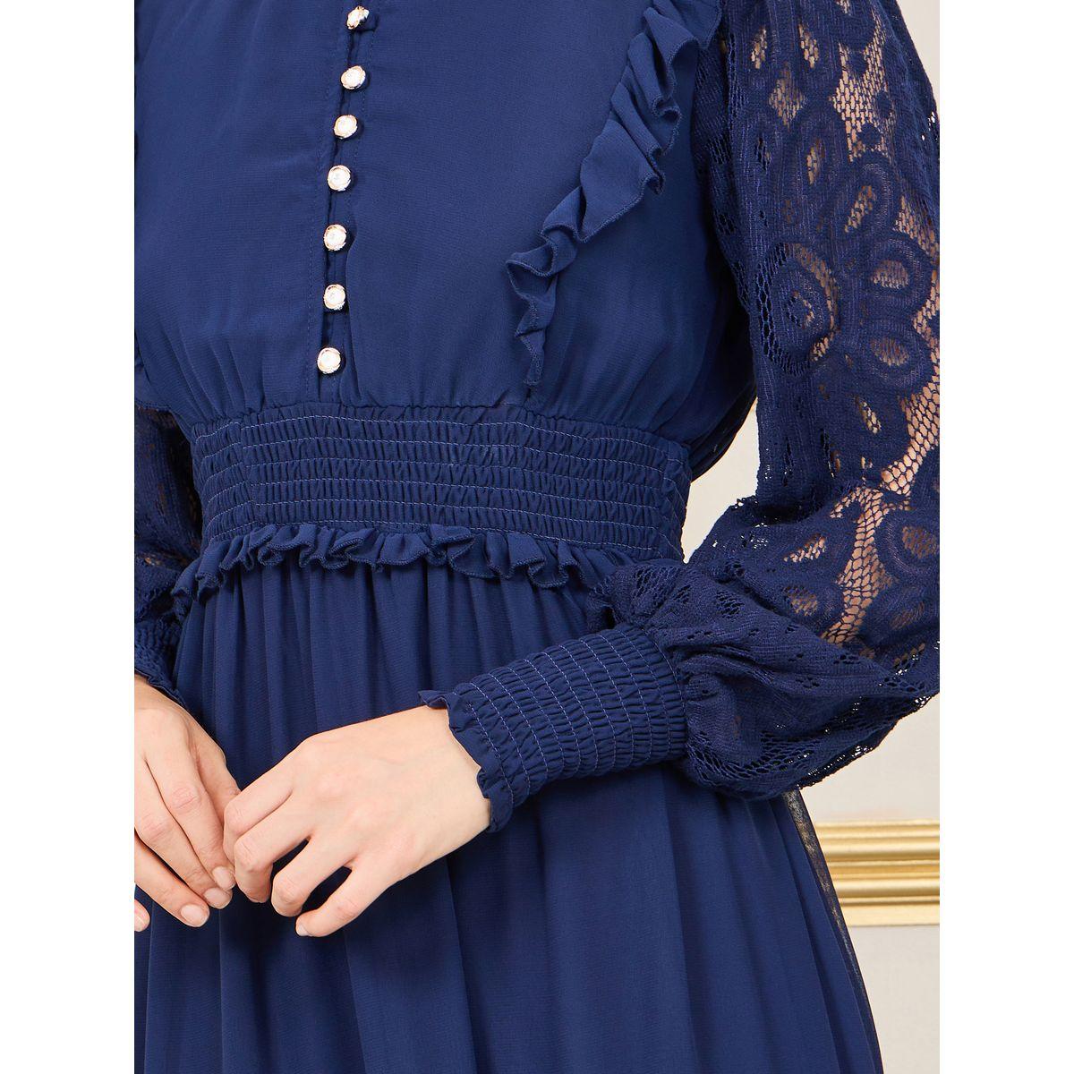 Styli Lace Smocked Ruffle Detail Maxi Dress-women-clothing-dresses-image-3