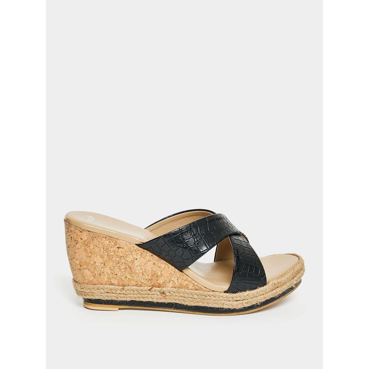 Styli Cross Band Wedge Heel Sandals-women-shoes-heels-image-1