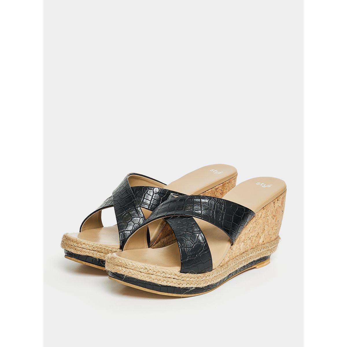 Styli Cross Band Wedge Heel Sandals-women-shoes-heels-image-2