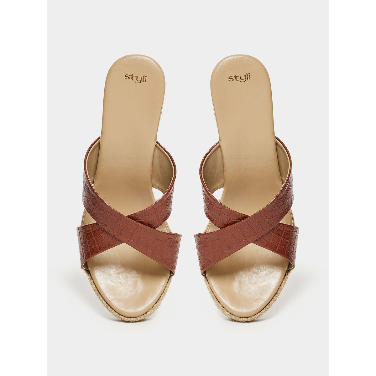 Styli Cross Band Wedge Heel Sandals-women-shoes-heels-image-4