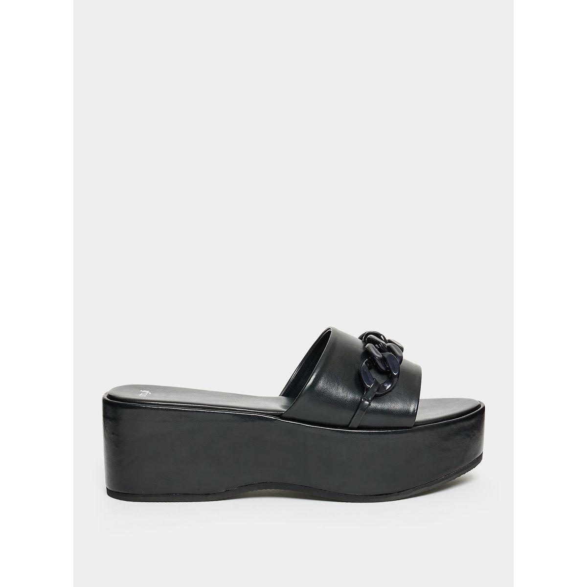 Styli Interlocked Chain Embellished Wedge Sandals-women-shoes-heels-image-1