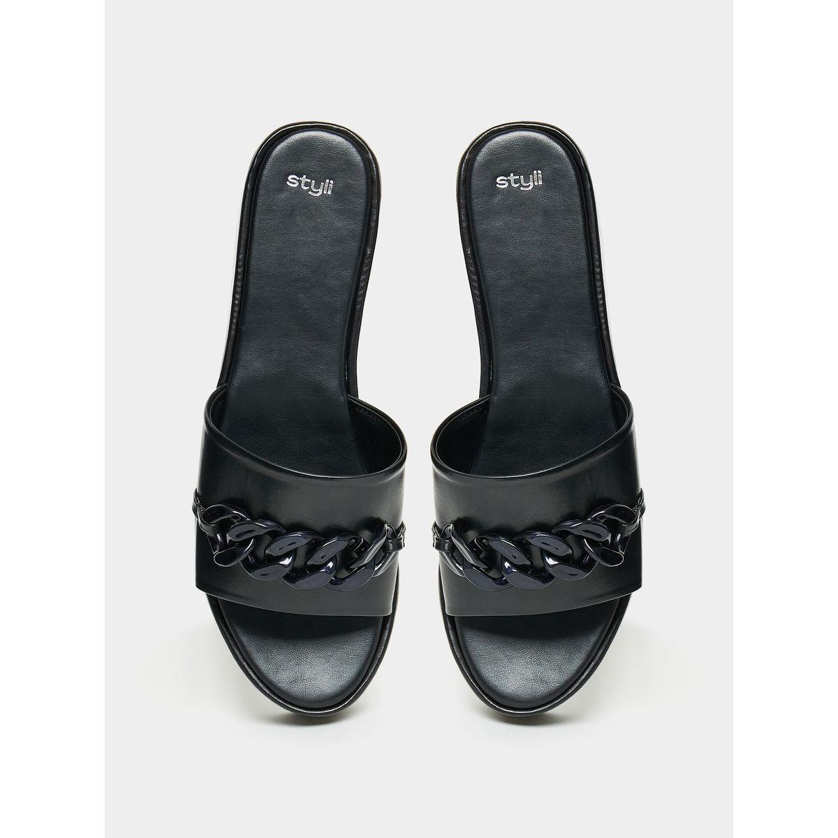 Styli Interlocked Chain Embellished Wedge Sandals-women-shoes-heels-image-4