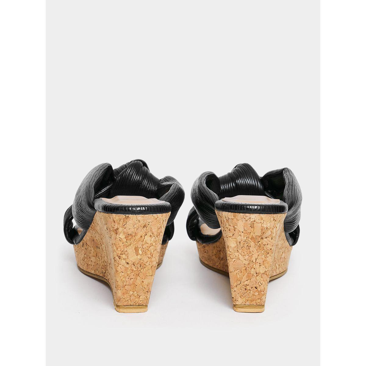 Styli Knot Texture Wedge Heel Sandal-women-shoes-heels-image-3