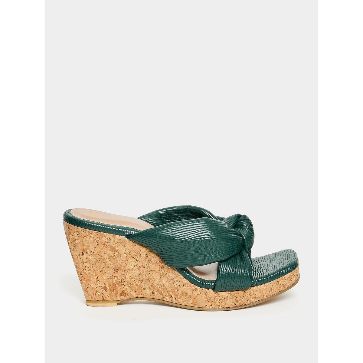 Styli Knot Texture Wedge Heel Sandal-women-shoes-heels-image-1