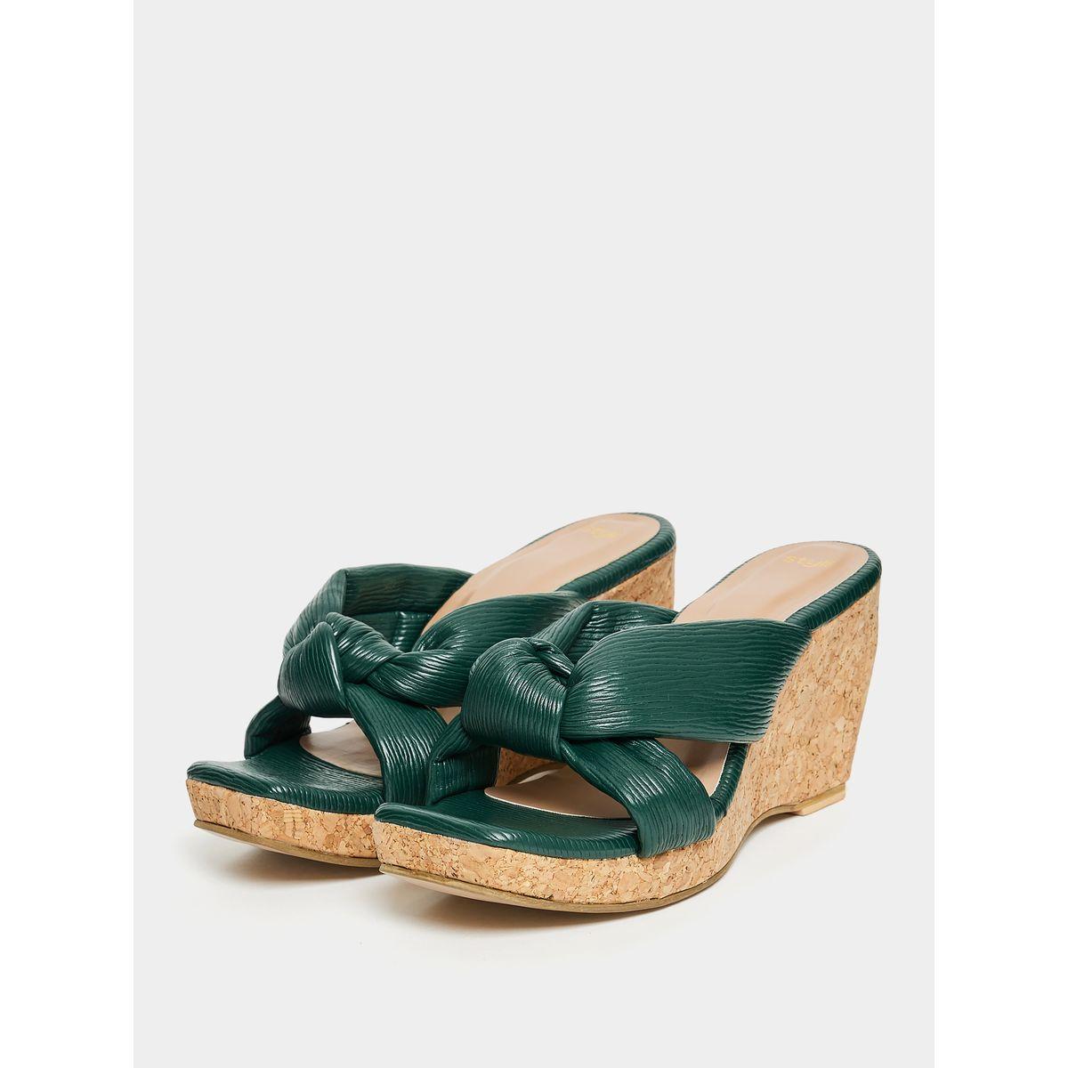 Styli Knot Texture Wedge Heel Sandal-women-shoes-heels-image-2