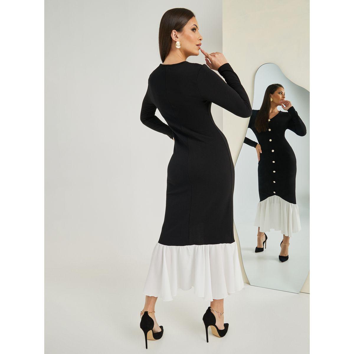 Styli Colorblock Mermaid Hem Bodycon Midi Dress-women-clothing-dresses-image-5