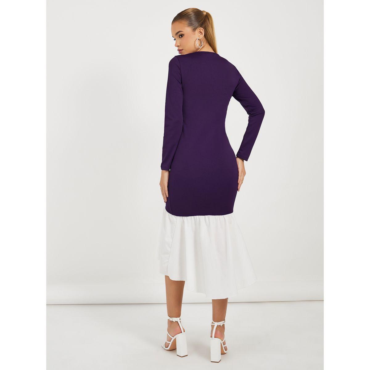 فستان ميدي ضيق بنمط كتل الالوان-women-clothing-dresses-image-4