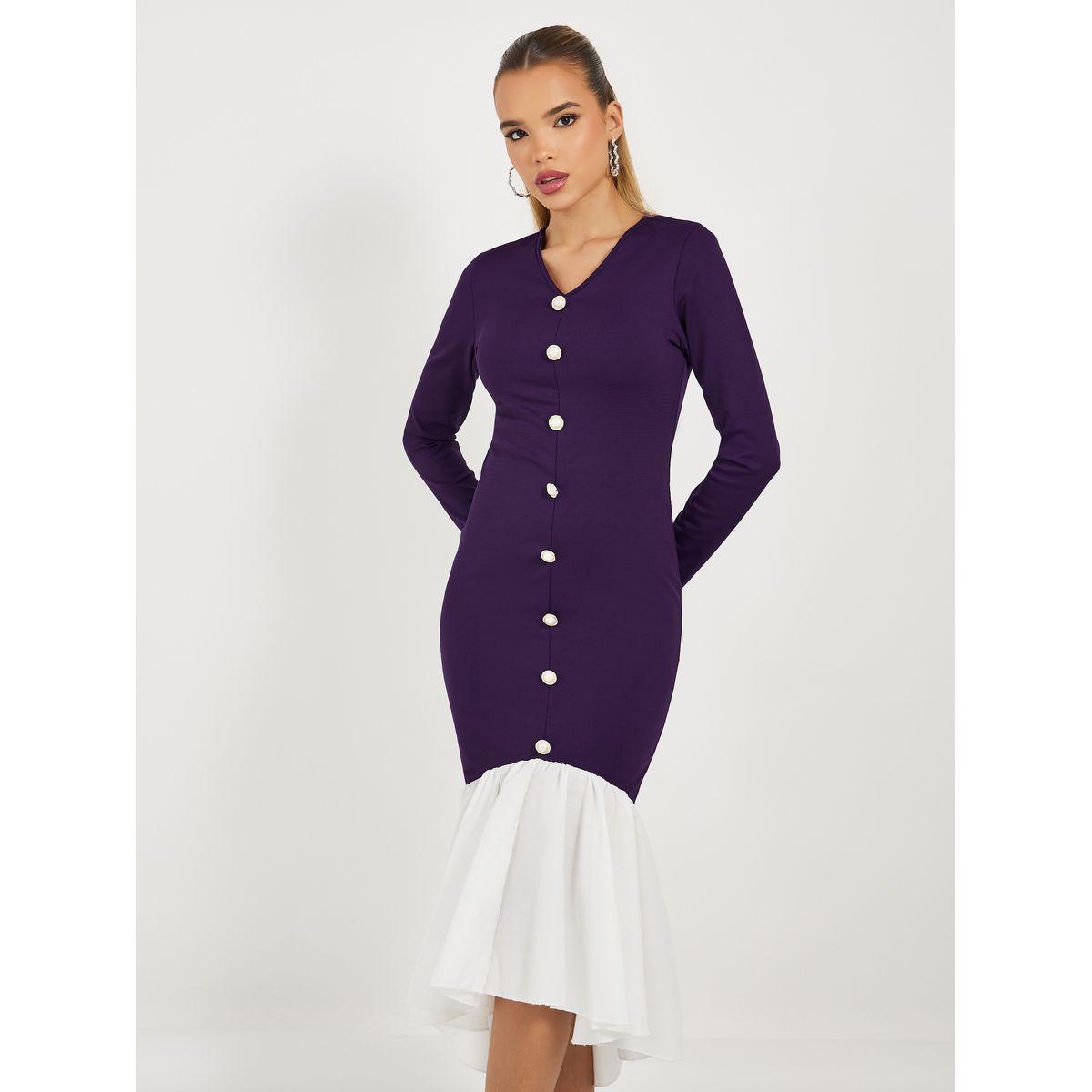 فستان ميدي ضيق بنمط كتل الالوان-women-clothing-dresses-image-6