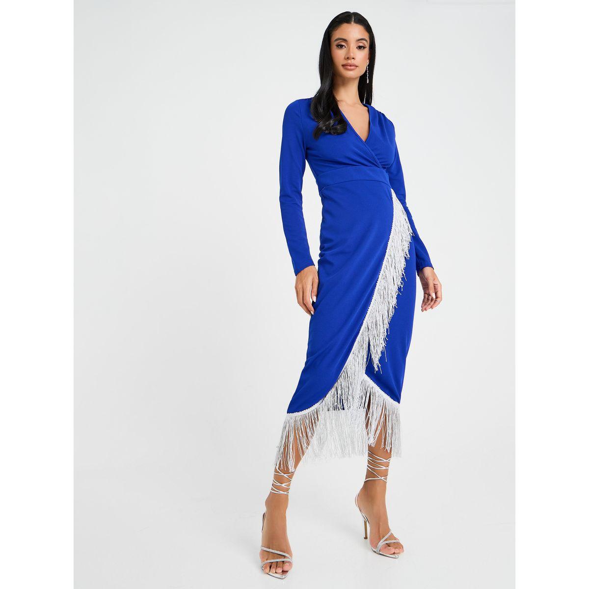 Styli Crossed Over Midi Dress With Tassel Detail-women-clothing-dresses-image-1