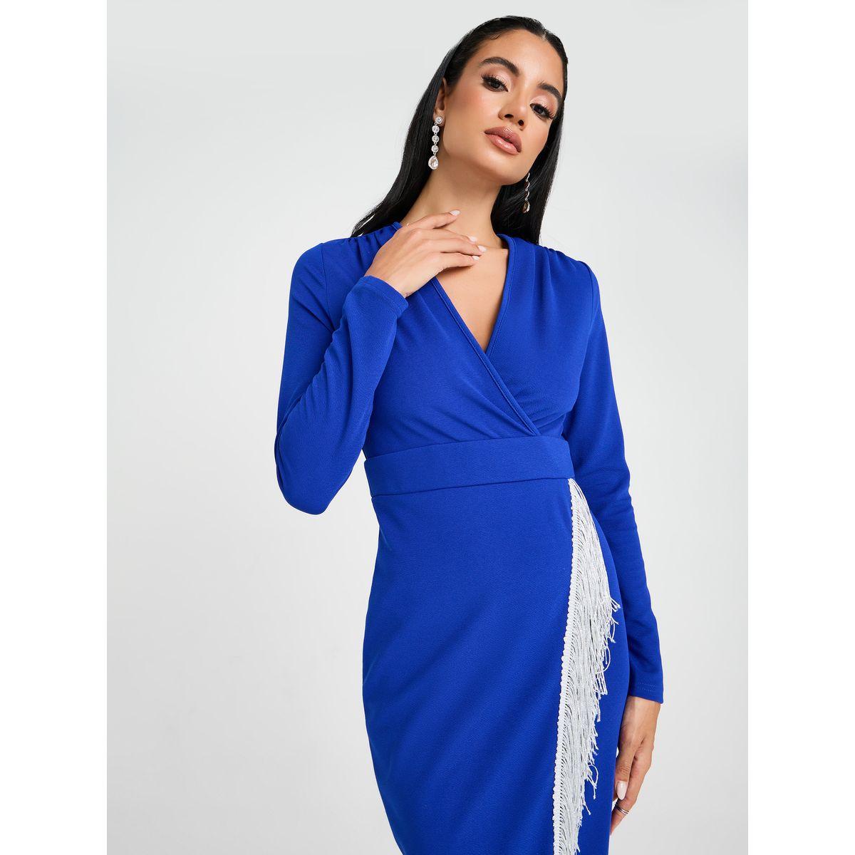 فستان ميدي مزين بشراشيب-women-clothing-dresses-image-2