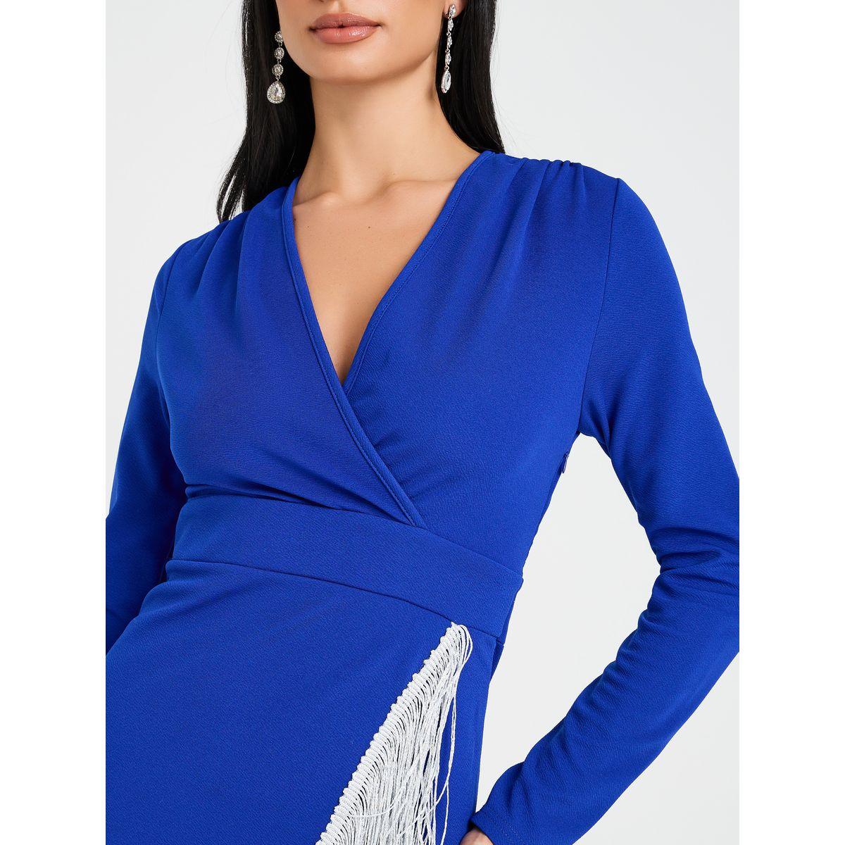 Styli Crossed Over Midi Dress With Tassel Detail-women-clothing-dresses-image-4