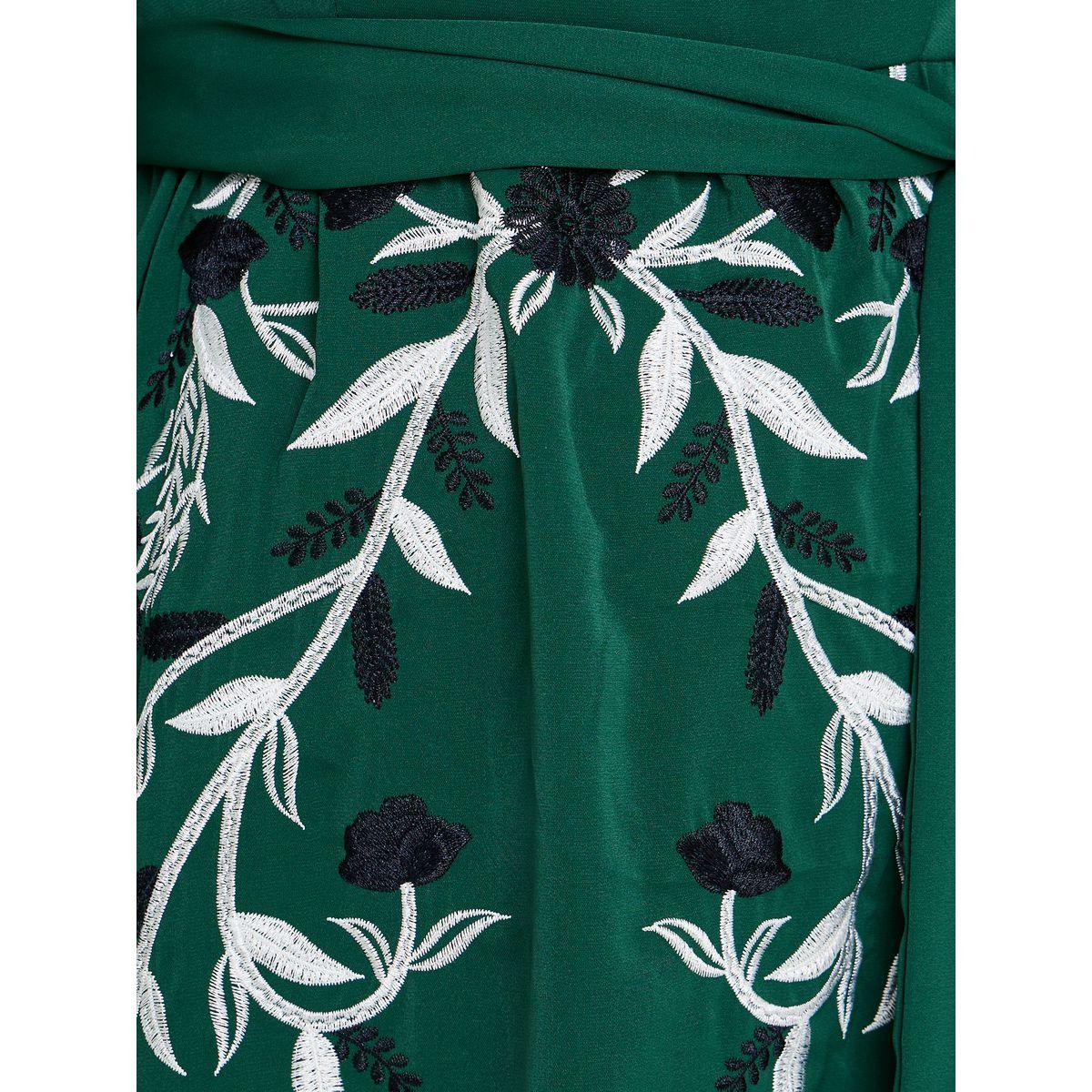 Styli A-Line Embroidered Midi Dress With Tie Up Detail-women-clothing-dresses-image-4