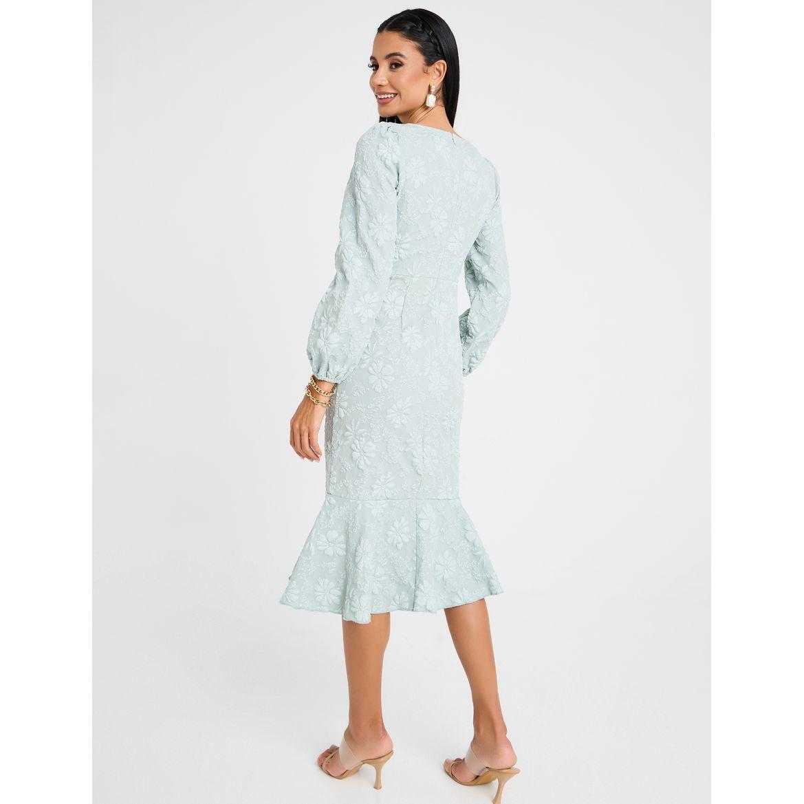 Styli Embossed Faux Pearl Detail Midi Dress-women-clothing-dresses-image-4